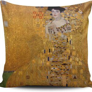 Gustav Klimt “Lady in Gold” Knit Pillow Cover – 16x16 – Fits 18” Insert NWOT